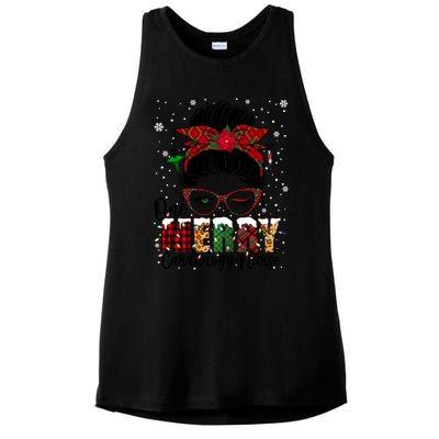 One Merry Cardiology Nurse Messy Bun Xmas Love Nurse Life Gift Ladies PosiCharge Tri-Blend Wicking Tank