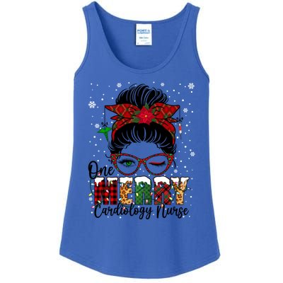 One Merry Cardiology Nurse Messy Bun Xmas Love Nurse Life Gift Ladies Essential Tank