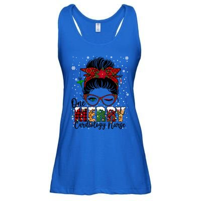 One Merry Cardiology Nurse Messy Bun Xmas Love Nurse Life Gift Ladies Essential Flowy Tank