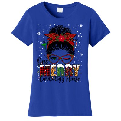 One Merry Cardiology Nurse Messy Bun Xmas Love Nurse Life Gift Women's T-Shirt