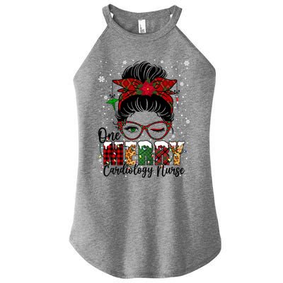 One Merry Cardiology Nurse Messy Bun Xmas Love Nurse Life Gift Women's Perfect Tri Rocker Tank