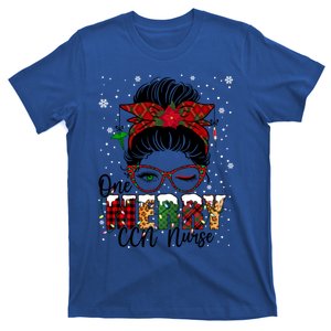 One Merry Ccn Nurse Messy Bun Christmas Love Nurse Life Gift T-Shirt