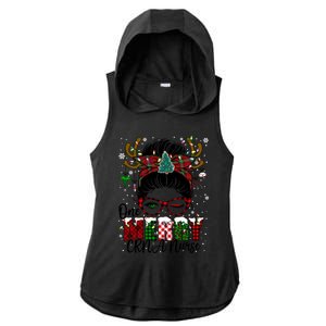 One Merry Charge Nurse Messy Bun Christmas Love Nurse Life Gift Ladies PosiCharge Tri-Blend Wicking Draft Hoodie Tank