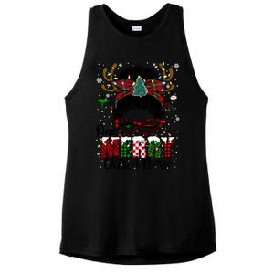 One Merry Charge Nurse Messy Bun Christmas Love Nurse Life Gift Ladies PosiCharge Tri-Blend Wicking Tank