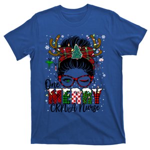 One Merry Charge Nurse Messy Bun Christmas Love Nurse Life Gift T-Shirt