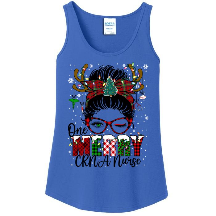 One Merry Charge Nurse Messy Bun Christmas Love Nurse Life Gift Ladies Essential Tank