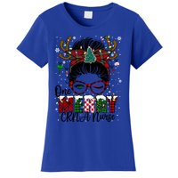 One Merry Charge Nurse Messy Bun Christmas Love Nurse Life Gift Women's T-Shirt