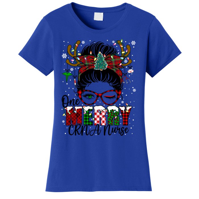 One Merry Charge Nurse Messy Bun Christmas Love Nurse Life Gift Women's T-Shirt