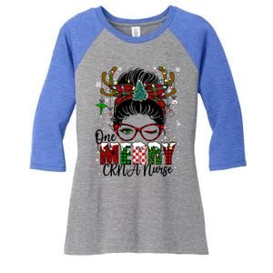 One Merry Charge Nurse Messy Bun Christmas Love Nurse Life Gift Women's Tri-Blend 3/4-Sleeve Raglan Shirt