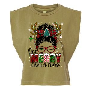 One Merry Charge Nurse Messy Bun Christmas Love Nurse Life Gift Garment-Dyed Women's Muscle Tee