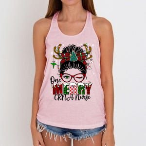 One Merry Charge Nurse Messy Bun Christmas Love Nurse Life Gift Women's Knotted Racerback Tank