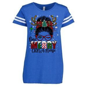 One Merry Charge Nurse Messy Bun Christmas Love Nurse Life Gift Enza Ladies Jersey Football T-Shirt