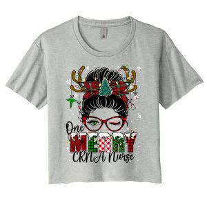 One Merry Charge Nurse Messy Bun Christmas Love Nurse Life Gift Women's Crop Top Tee