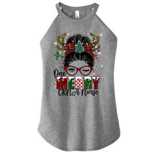 One Merry Charge Nurse Messy Bun Christmas Love Nurse Life Gift Women's Perfect Tri Rocker Tank