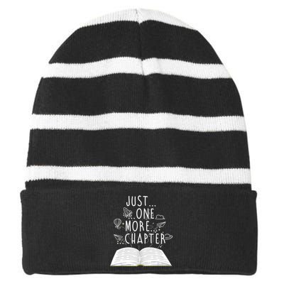 One More Chapter Funny Reading Book Striped Beanie with Solid Band