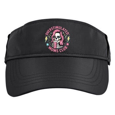 Overstimulated Moms Club Mother's Day Skull Messy Mom Life Adult Drive Performance Visor