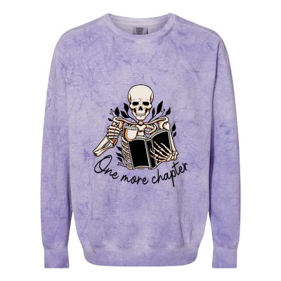 One More Chapter Funny Skeleton Reading Books Gift Cute Reading Colorblast Crewneck Sweatshirt