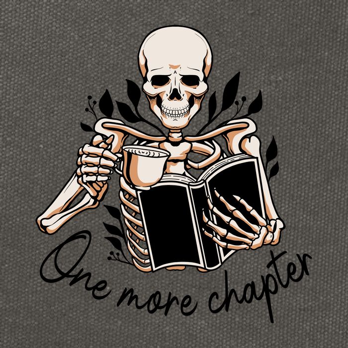 One More Chapter Funny Skeleton Reading Books Gift Cute Reading Cotton Canvas Backpack