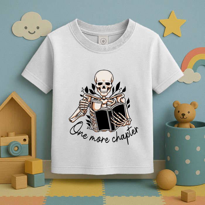 One More Chapter Funny Skeleton Reading Books Gift Cute Reading Toddler T-Shirt