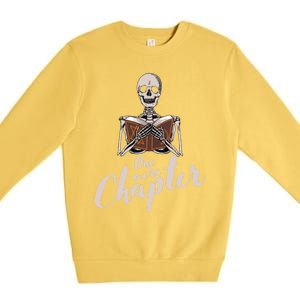 One More Chapter Skeleton Reading Bookaholic Bookish Funny Great Gift Premium Crewneck Sweatshirt