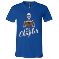 One More Chapter Skeleton Reading Bookaholic Bookish Funny Great Gift V-Neck T-Shirt