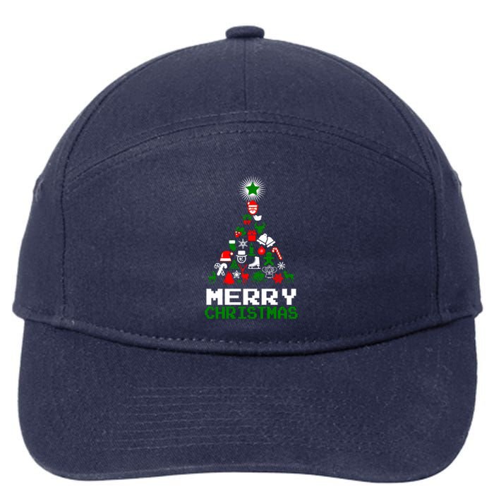 Ornament Merry Christmas Tree 7-Panel Snapback Hat