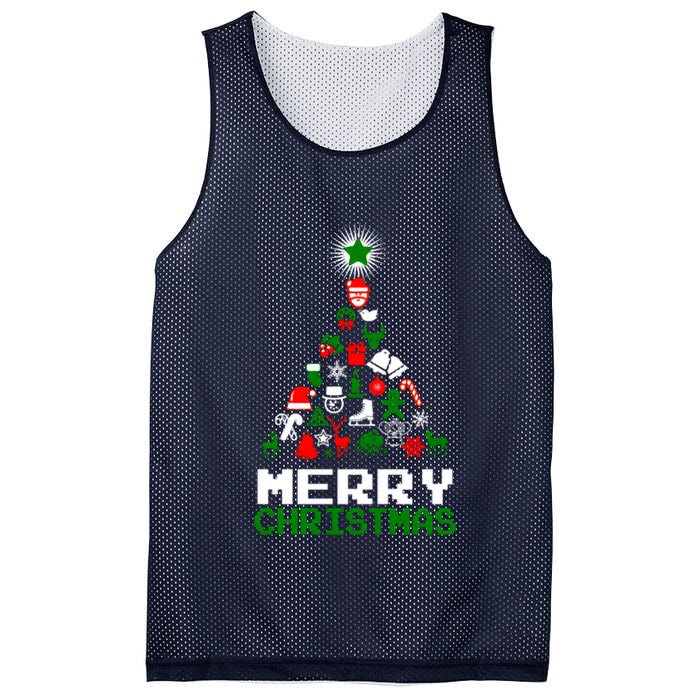 Ornament Merry Christmas Tree Mesh Reversible Basketball Jersey Tank