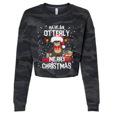 Otterly Merry Christmas Funny Otter Christmas Gift Cropped Pullover Crew