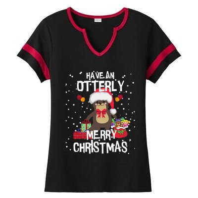 Otterly Merry Christmas Funny Otter Christmas Gift Ladies Halftime Notch Neck Tee