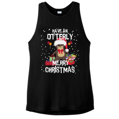 Otterly Merry Christmas Funny Otter Christmas Gift Ladies PosiCharge Tri-Blend Wicking Tank