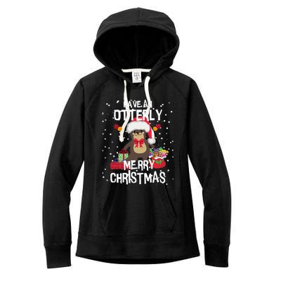 Otterly Merry Christmas Funny Otter Christmas Gift Women's Fleece Hoodie