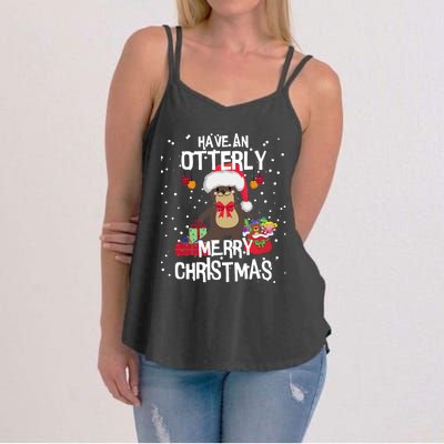 Otterly Merry Christmas Funny Otter Christmas Gift Women's Strappy Tank