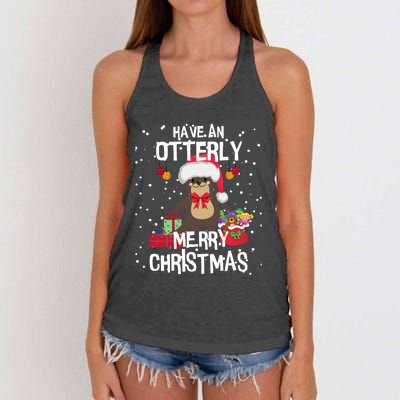 Otterly Merry Christmas Funny Otter Christmas Gift Women's Knotted Racerback Tank