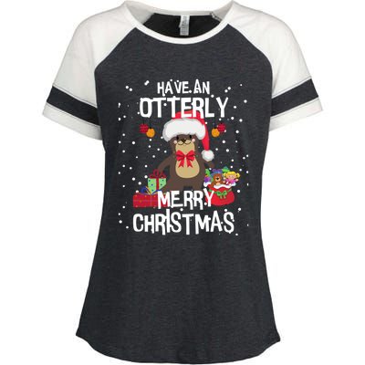 Otterly Merry Christmas Funny Otter Christmas Gift Enza Ladies Jersey Colorblock Tee