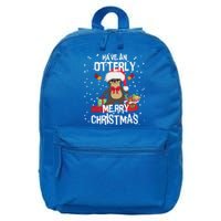 Otterly Merry Christmas Funny Otter Christmas Gift 16 in Basic Backpack