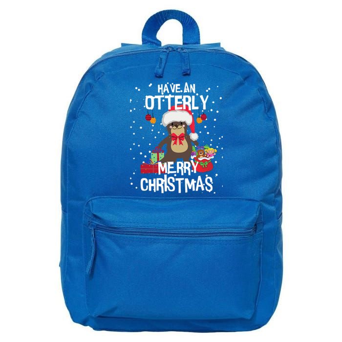 Otterly Merry Christmas Funny Otter Christmas Gift 16 in Basic Backpack