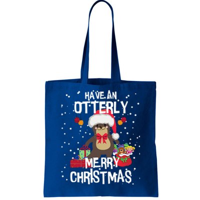 Otterly Merry Christmas Funny Otter Christmas Gift Tote Bag