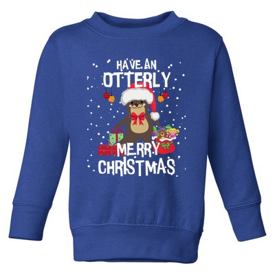 Otterly Merry Christmas Funny Otter Christmas Gift Toddler Sweatshirt