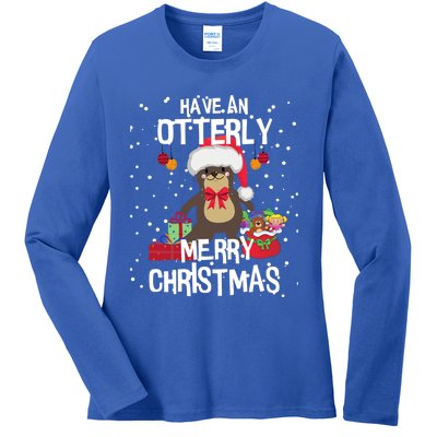 Otterly Merry Christmas Funny Otter Christmas Gift Ladies Long Sleeve Shirt