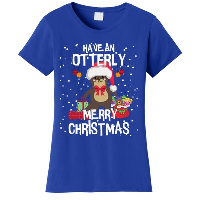 Otterly Merry Christmas Funny Otter Christmas Gift Women's T-Shirt