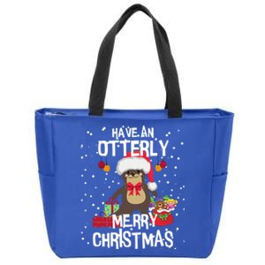 Otterly Merry Christmas Funny Otter Christmas Gift Zip Tote Bag