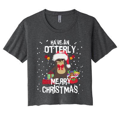 Otterly Merry Christmas Funny Otter Christmas Gift Women's Crop Top Tee