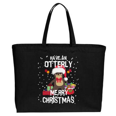 Otterly Merry Christmas Funny Otter Christmas Gift Cotton Canvas Jumbo Tote