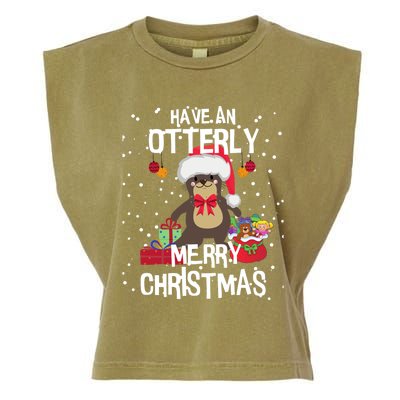 Otterly Merry Christmas Funny Otter Christmas Gift Garment-Dyed Women's Muscle Tee