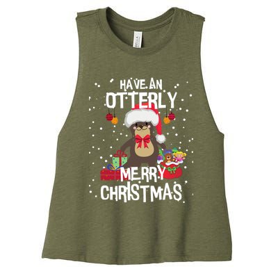 Otterly Merry Christmas Funny Otter Christmas Gift Women's Racerback Cropped Tank