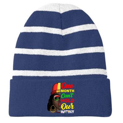 One Month Can't Hold Our History Melanin African Afro Hair Striped Beanie with Solid Band