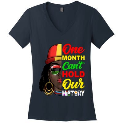 One Month Can't Hold Our History Melanin African Afro Hair Women's V-Neck T-Shirt