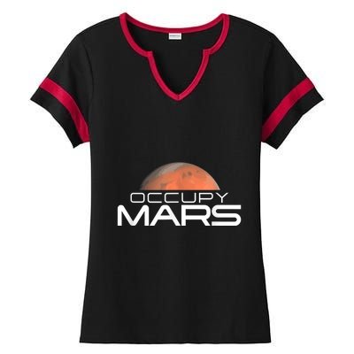 Occupy Mars Colonize Space Ladies Halftime Notch Neck Tee