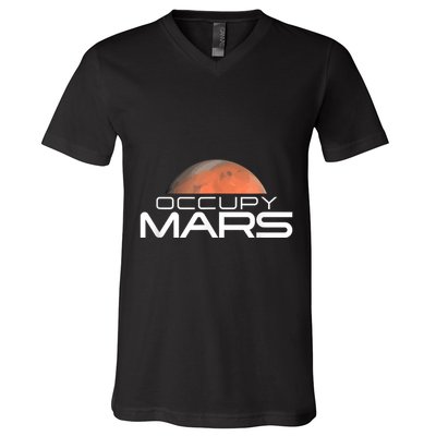 Occupy Mars Colonize Space V-Neck T-Shirt