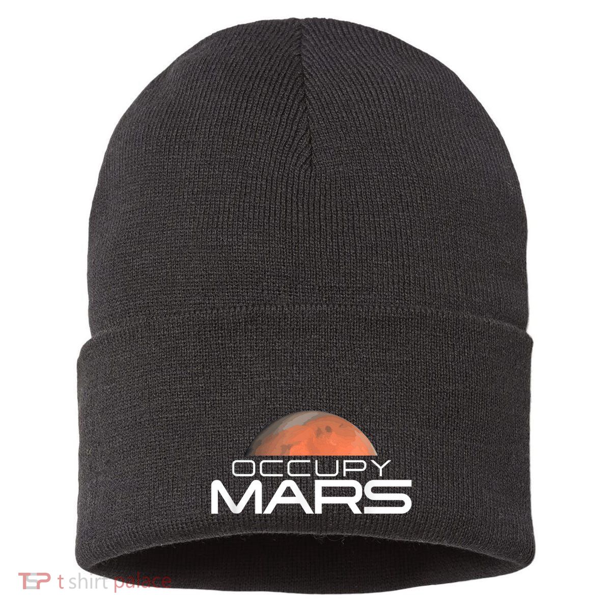 Occupy Mars Colonize Space Sustainable Knit Beanie